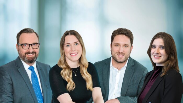 from left to right, Thomson Rogers action lawyers Robert Ben, Lucy Jackson, Stephen Birman, and Anna Kiraly