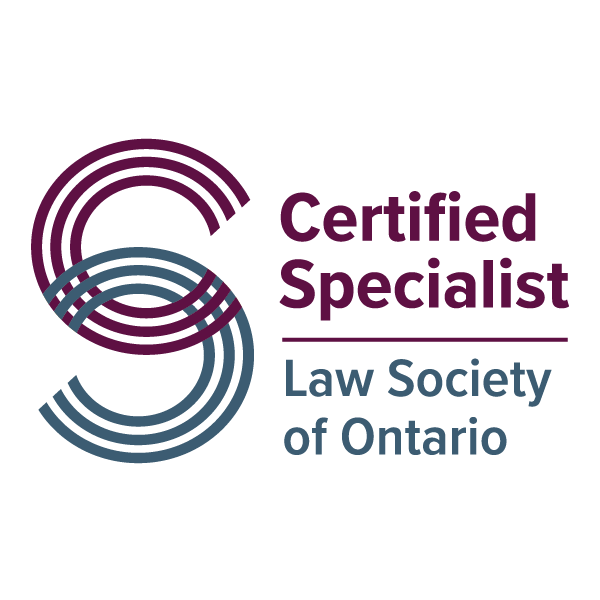 A graphic identifier representing the Certified Specialist program of the Law Society of Ontario. The letters “C” and “S” are intertwined with the words “Certified Specialist” and “Law Society of Ontario” beside them.