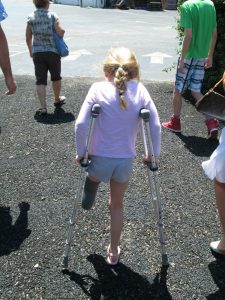Zoe on crutches