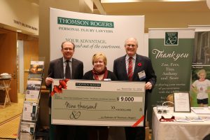 Thomson Rogers 80th Anniversary Charitable Giveaway - Leonard Kunka, Angela Burgess (West Park Healthcare Centre) and Alan Farrer