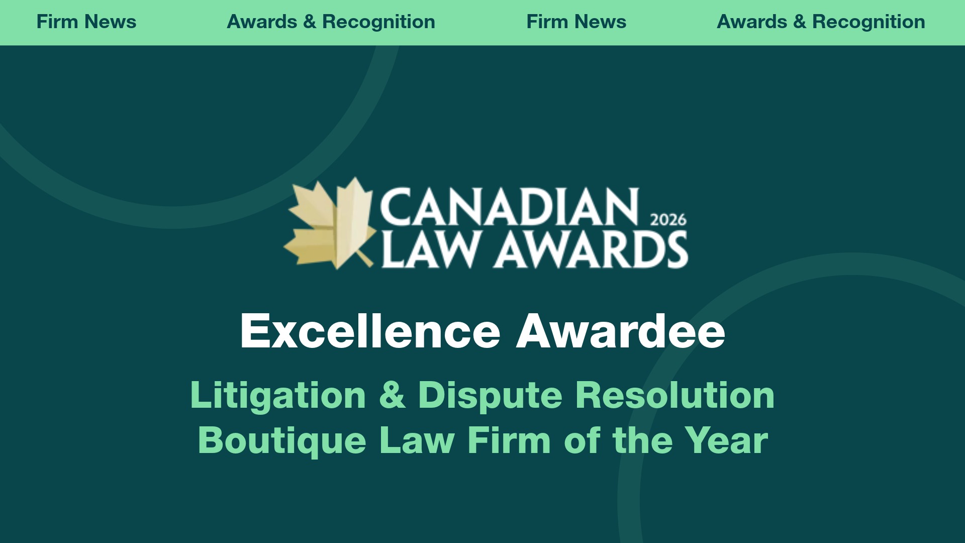 Thomson Rogers LLP Litigation & Dispute Resolution Canadian Law Awards 2026 Nomination